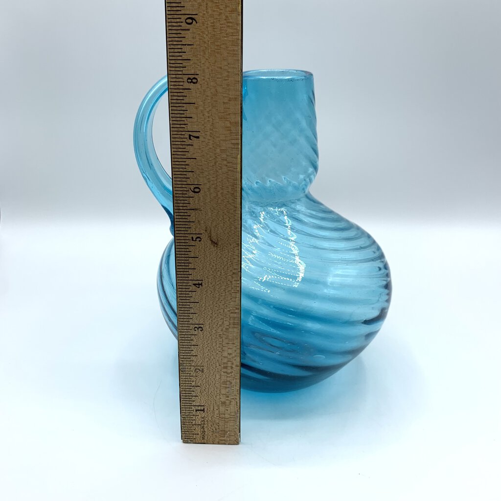 Vintage Mid-Century Turquoise Blown Glass Jug /hgo