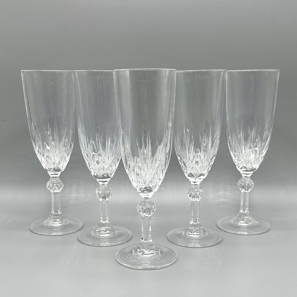 Set Of 5 Linea Gala by Royal Crystal Rock Fluted Champagne Glasses /cb