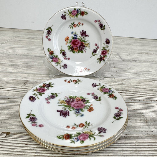 Vintage Aladdin Fine China Dresdenia Set Of 4 6 3/8” Bread/Dessert Plates Made In Japan /cb