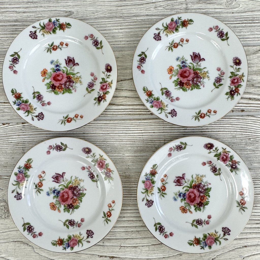 Vintage Aladdin Fine China Dresdenia Set Of 4 6 3/8” Bread/Dessert Plates Made In Japan /cb