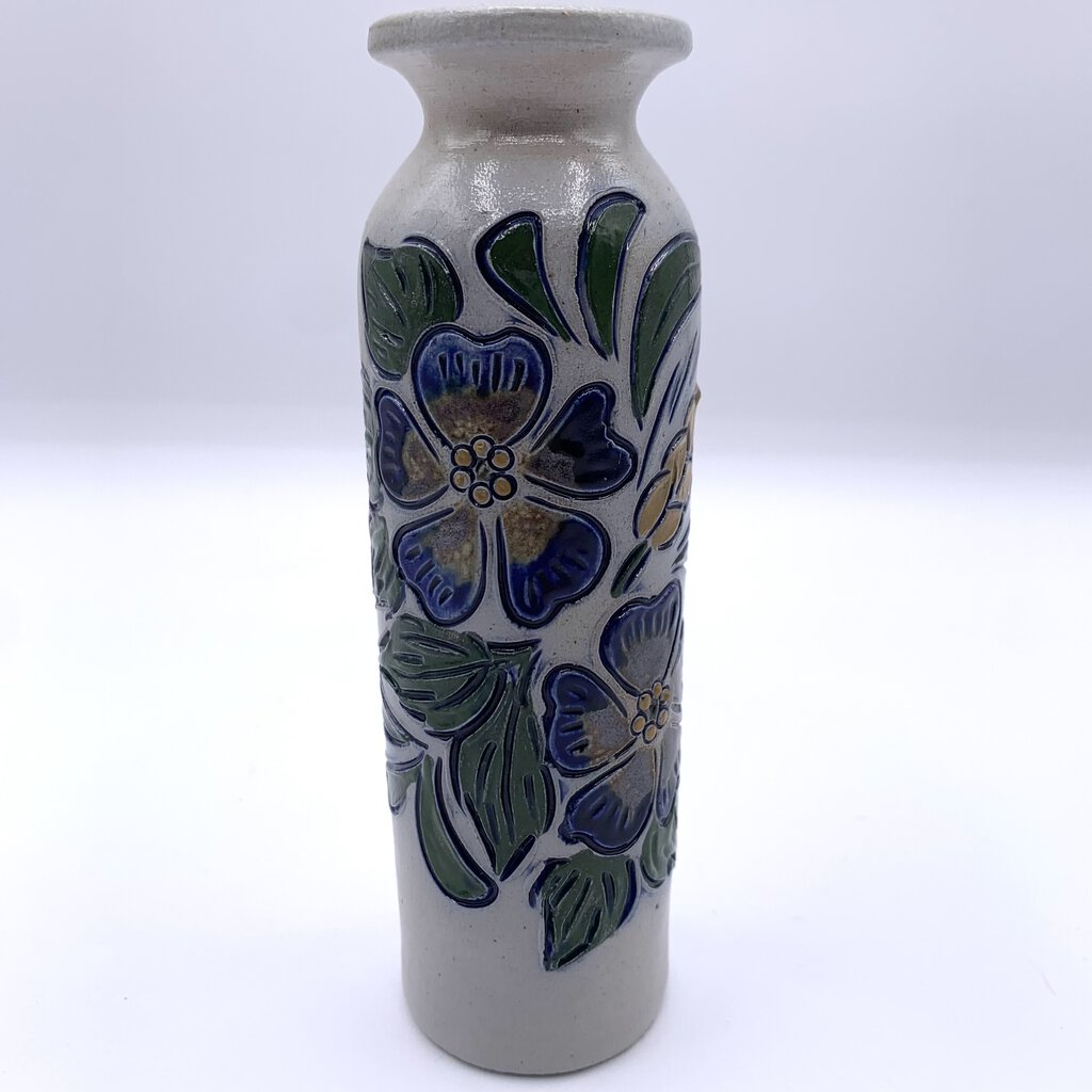 BETSCHDORF POTTERY Salt Glazed Floral Bud Vase, Made in France /hgo