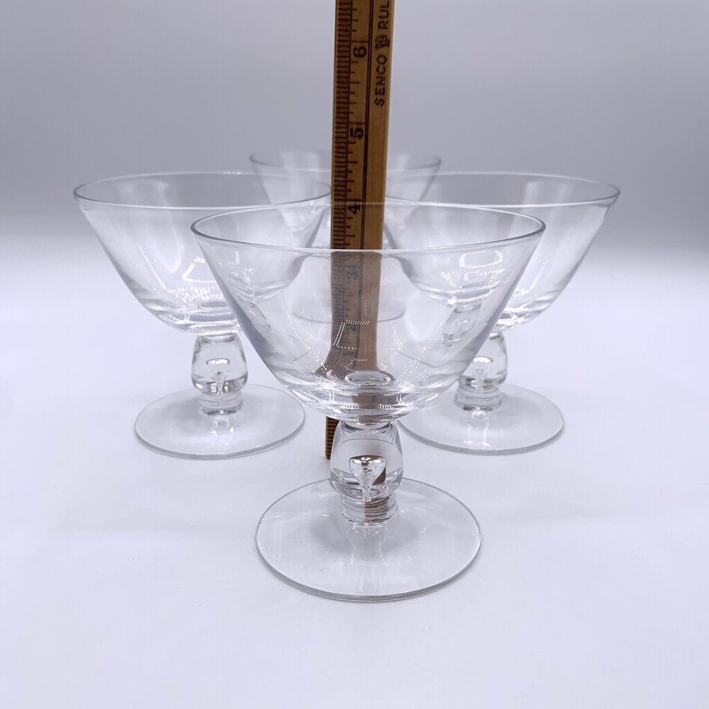 Vintage MCM Fostoria Diadem #6056 Tear Drop Bubble Champagne or Sherbet Glasses Set of 4 /hge