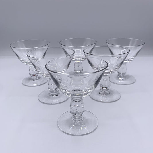 Vintage MCM Fostoria Diadem #6056 Tear Drop Bubble Liquor Cocktail Glasses Set of 6 /hge