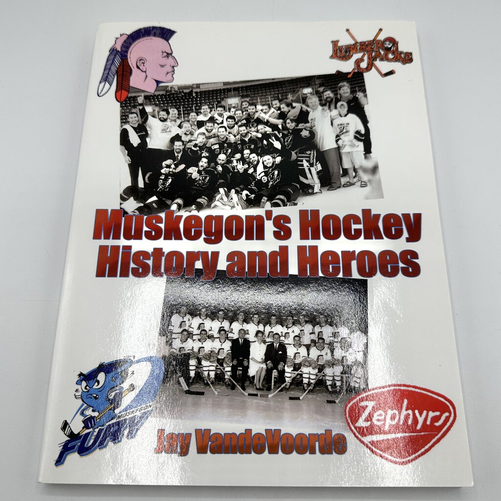 Muskegon Hockey Memorabilia Murray Flagel Mohawks Puck & Hockey History and Heroes Book /cb