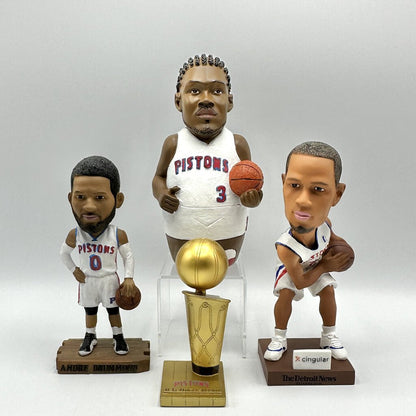 Detroit Pistons 2000/2010 5 Piece Memorabilia Lot Bobble Heads Coin Bank Trophy SGA /cb