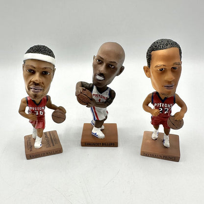 Detroit Pistons Set Of 3 Miniature Bobble Heads/Ornaments.Billups,Prince, R. Wallace /cb