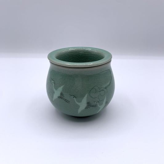 Korean Celadon Cranes Crackle Glaze Tea Infuser /hgo