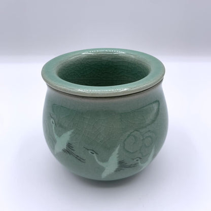 Korean Celadon Cranes Crackle Glaze Tea Infuser /hgo