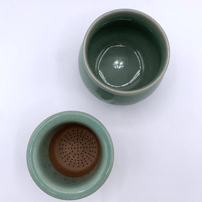 Korean Celadon Cranes Crackle Glaze Tea Infuser /hgo