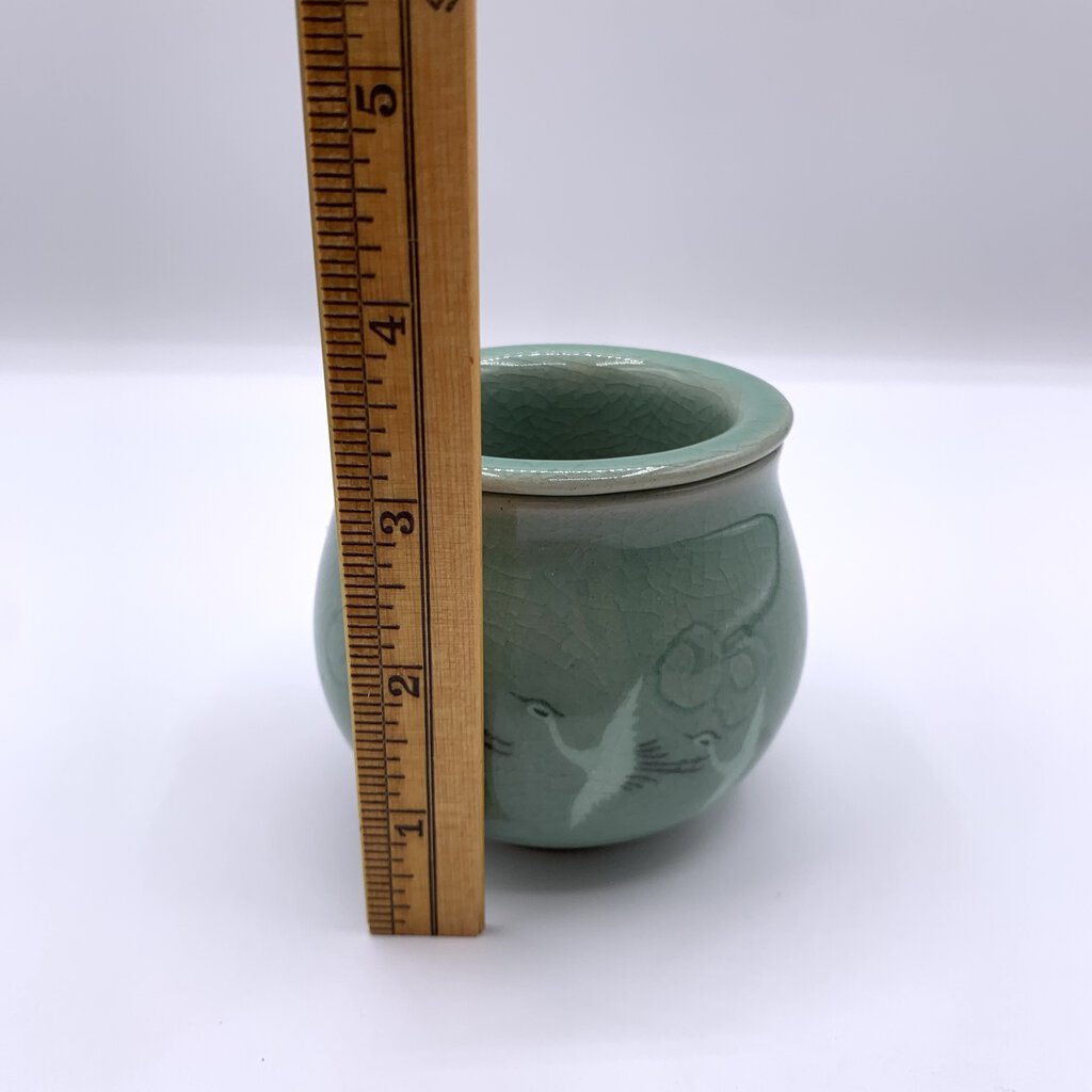 Korean Celadon Cranes Crackle Glaze Tea Infuser /hgo