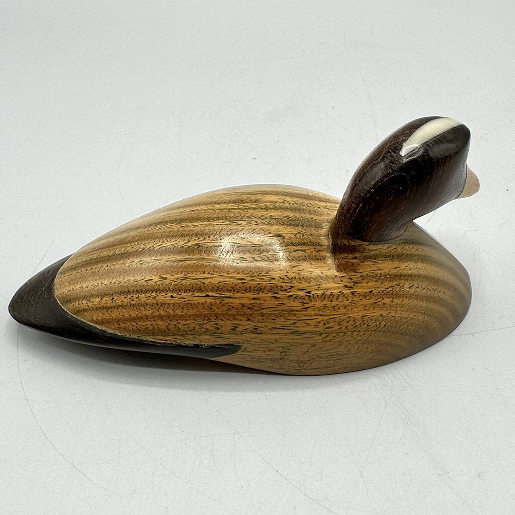 Vintage Hand Made 4 1/2 Inch Inlaid Wooden Duck Folk Art by Wichi Tribe Salta Argentina /cb