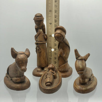 Vintage Italy Nativity w/Rough Hewn Crèche /b