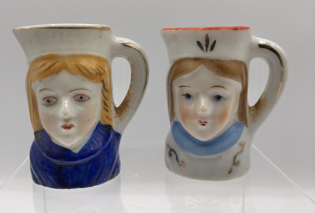 Pair of Miniature Lady Toby Mug Pitchers/ Isco & Occ. Japan /b