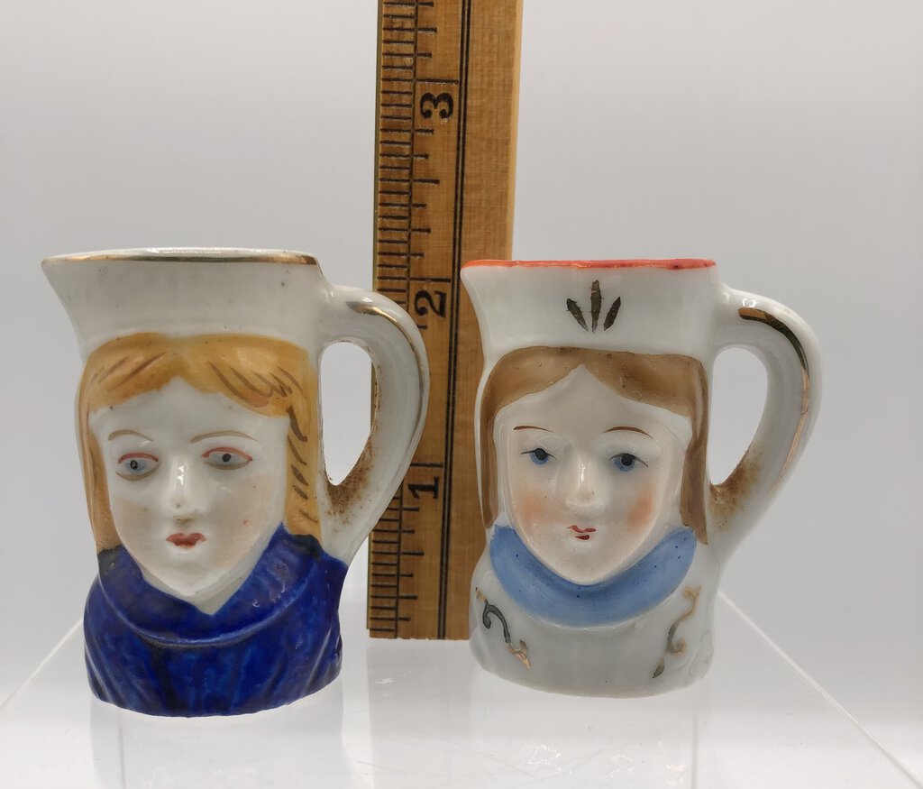 Pair of Miniature Lady Toby Mug Pitchers/ Isco & Occ. Japan /b