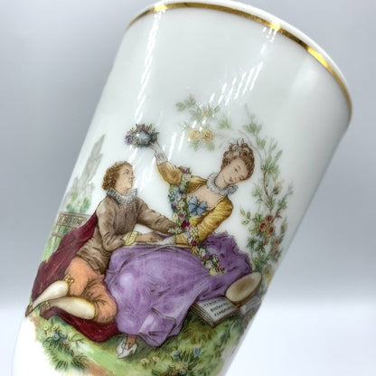 Vintage PL Limoges French Porcelain Courting Couple Vase /hgo