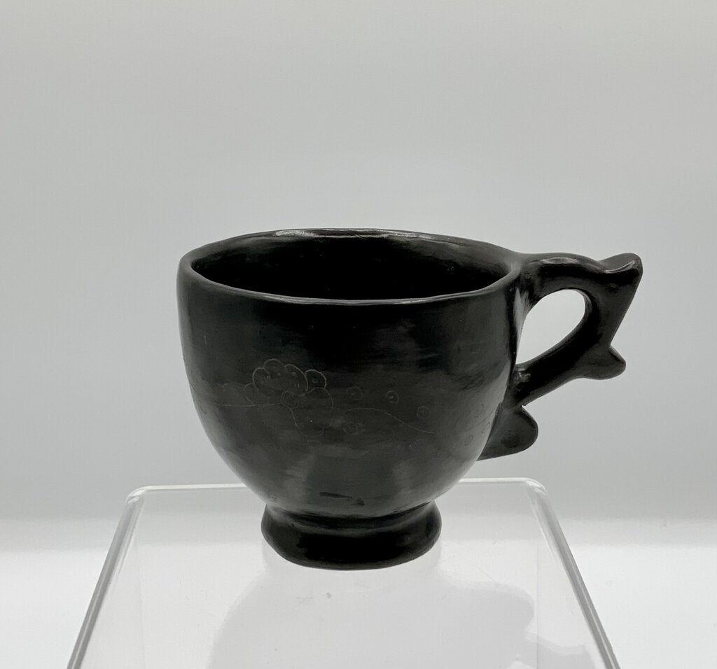 Black Clay Etched Tea Set /ah