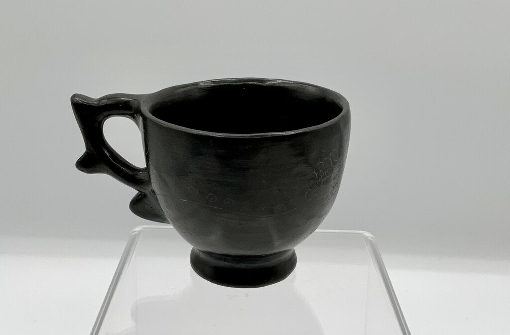 Black Clay Etched Tea Set /ah