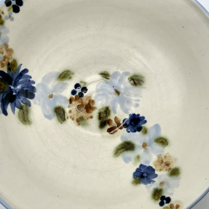 Moffat Pottery Blue Rimmed Floral bowl /ah