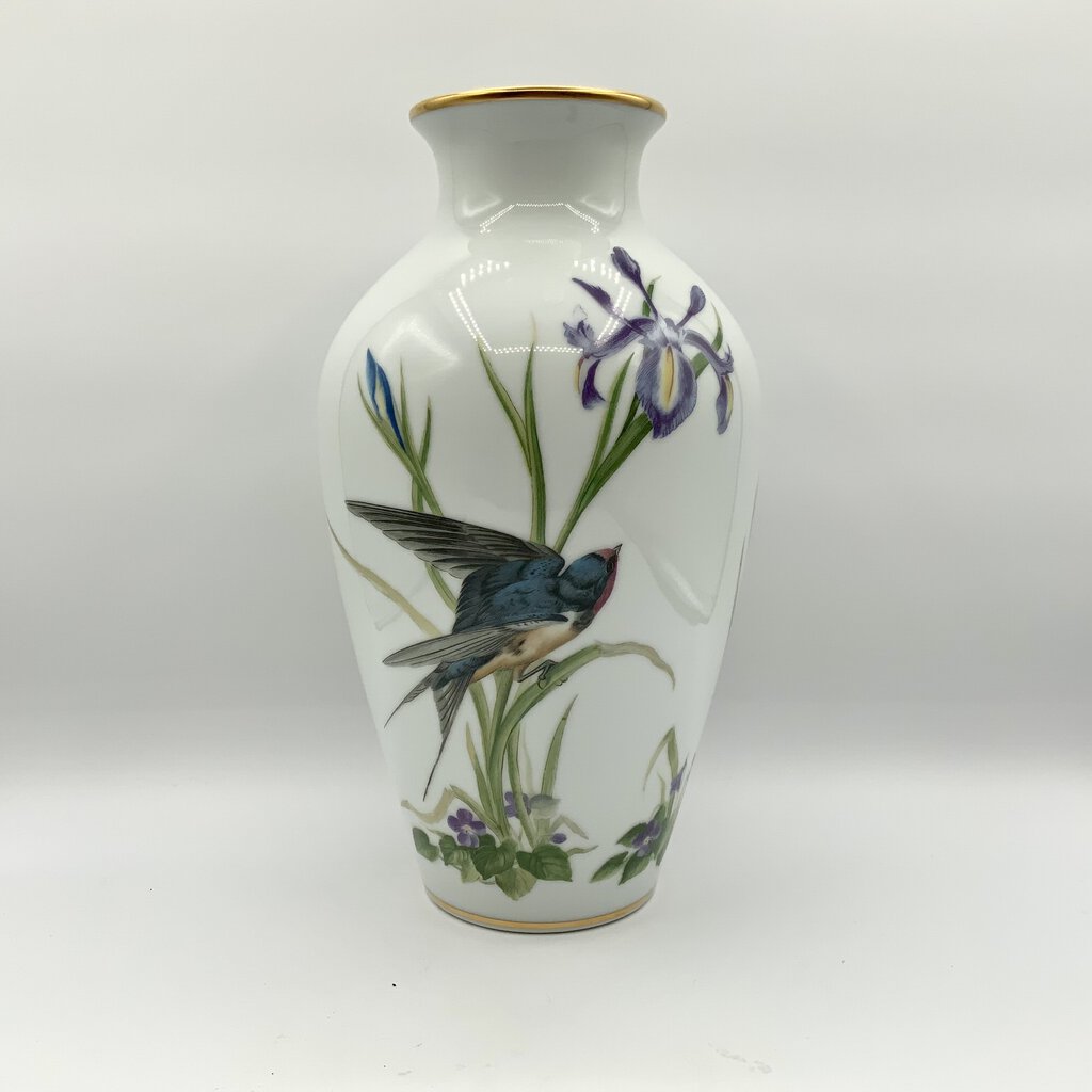 Franklin Porcelain The Meadowland Bird Vase Limited Edition 1980 /ah