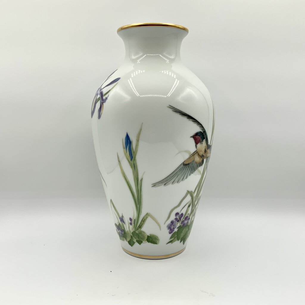 Franklin Porcelain The Meadowland Bird Vase Limited Edition 1980 /ah