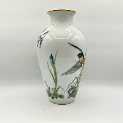 Franklin Porcelain The Meadowland Bird Vase Limited Edition 1980 /ah