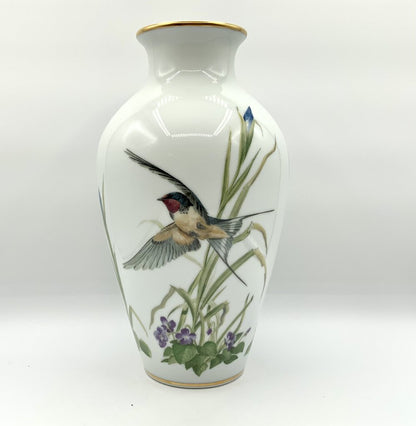 Franklin Porcelain The Meadowland Bird Vase Limited Edition 1980 /ah