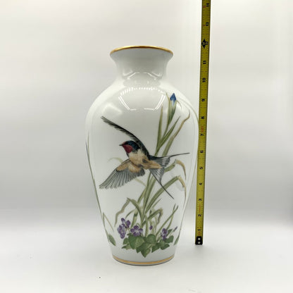 Franklin Porcelain The Meadowland Bird Vase Limited Edition 1980 /ah