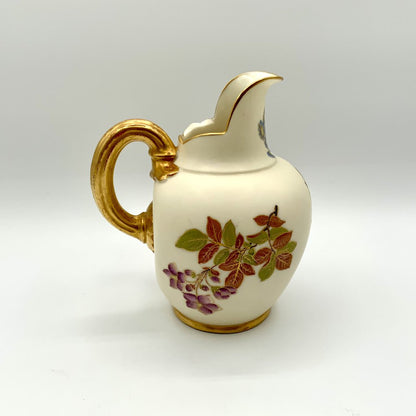 Royal Worcester Hand Painted Porcelain Ewer Floral Gold #1094 /ah