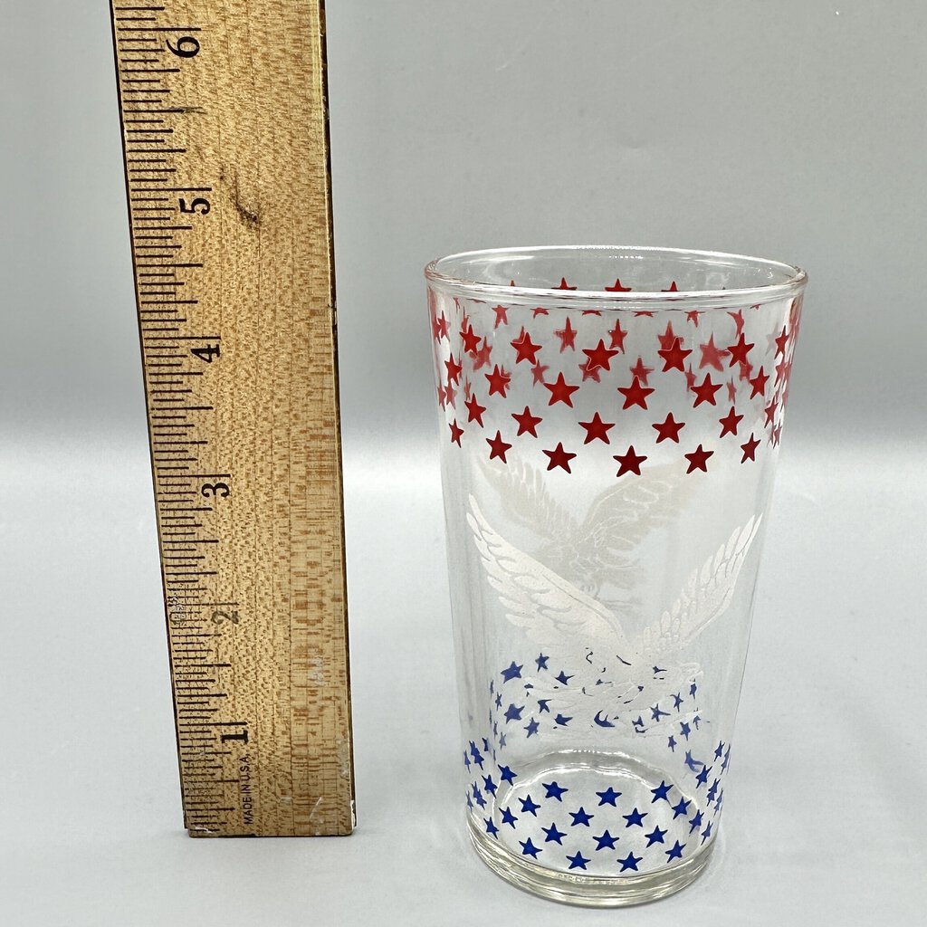 Set of 5 Vintage 10 oz Tumblers Red/Blue Stars White Soaring Eagle /cb