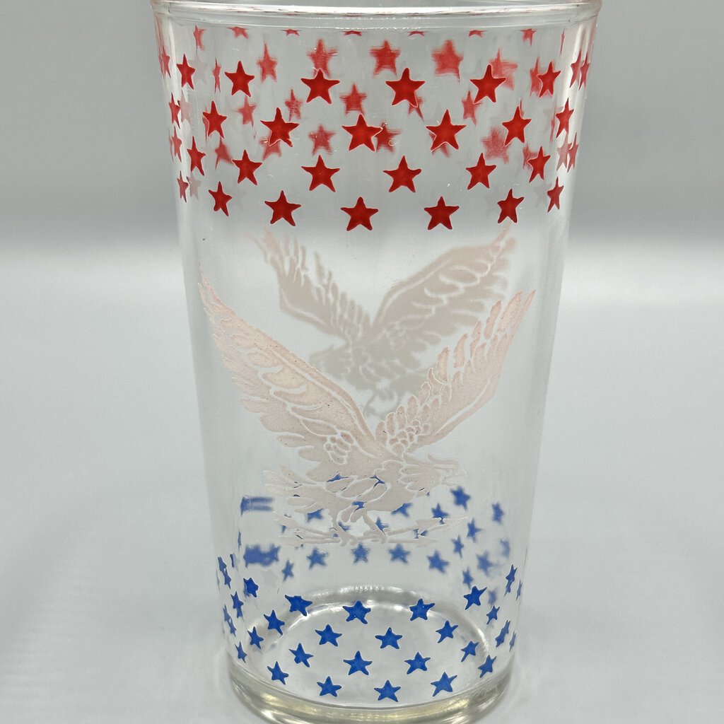 Set of 5 Vintage 10 oz Tumblers Red/Blue Stars White Soaring Eagle /cb