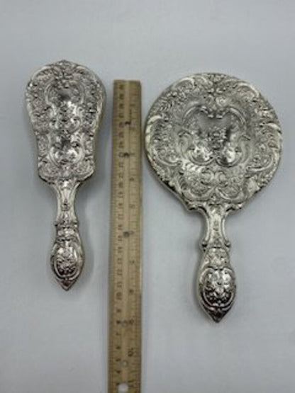 Vintage Vanity Hand Mirrors Estate Set of 3 Mirrors 1 Hairbrush /ro