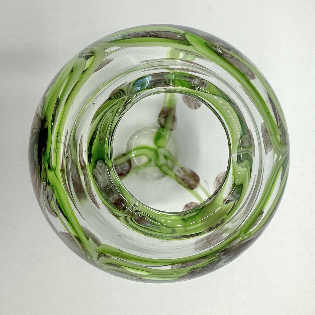 Vintage Heavy Hand Blown Paperweight/Art Glass Vase “Sweet Peas” /cb