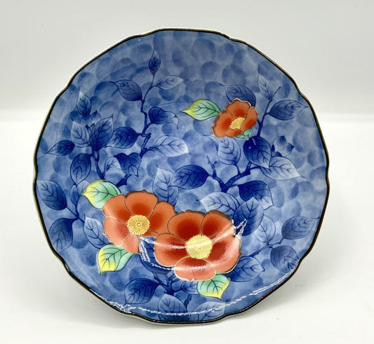 Chinese Porcelain Bowl Vintage Orange Flowers /ah