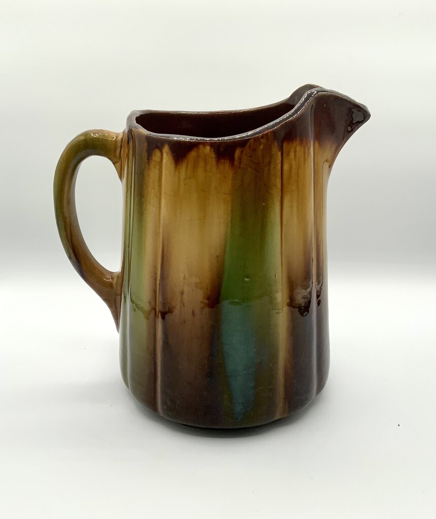 Vintage Stoneware Pottery Blended Glaze Pitcher /ah