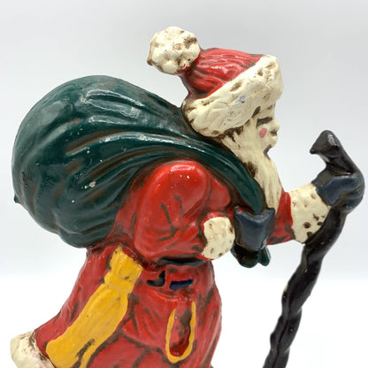 Vintage Cast Iron Old World Santa Claus Doorstop /hge