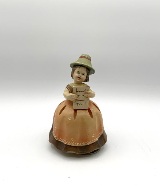 Vintage Anri Reuge Hand Carved Girl Singing Music Box /ah