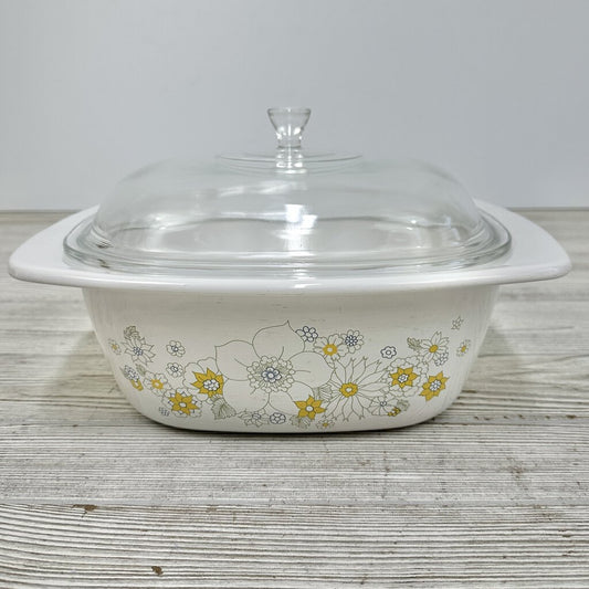 Vintage Corning Ware Floral Bouquet 5 Quart Dutch Oven w/Lid P-34-B USA /cb