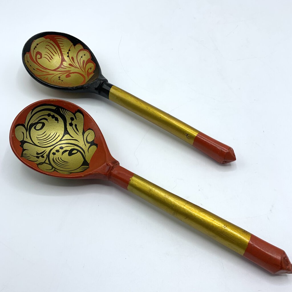 Vintage Hand-painted Russian Folk Art Spoons /hge