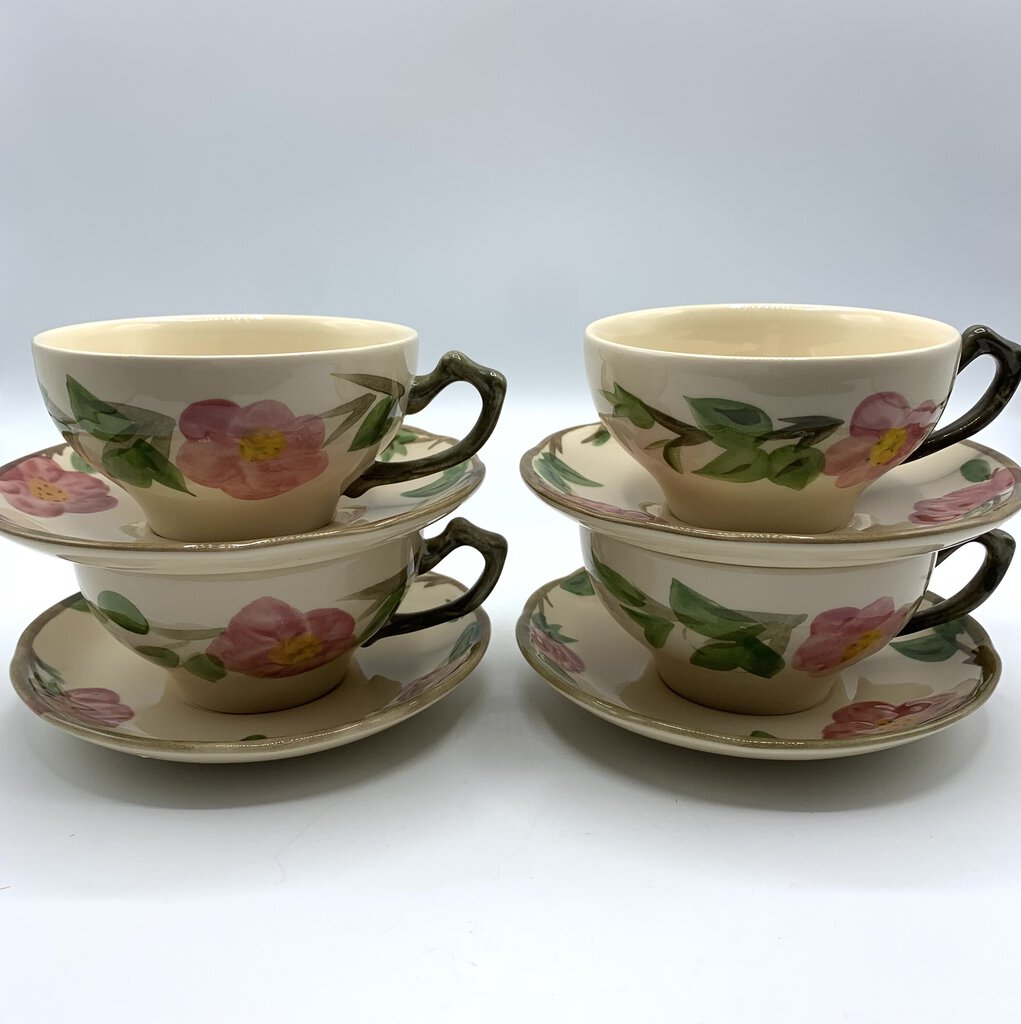 Franciscan Desert Rose Teacups & Saucers Set of 4, England Backstamps /hgb