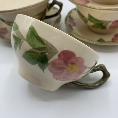 Franciscan Desert Rose Teacups & Saucers Set of 4, England Backstamps /hgb