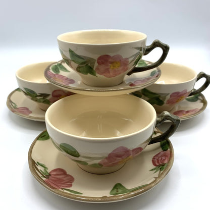 Franciscan Desert Rose Teacups & Saucers Set of 4, England Backstamps /hgb