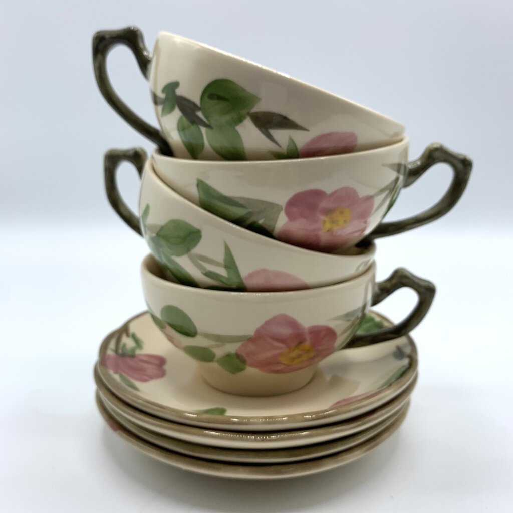 Franciscan Desert Rose Teacups & Saucers Set of 4, England Backstamps /hgb