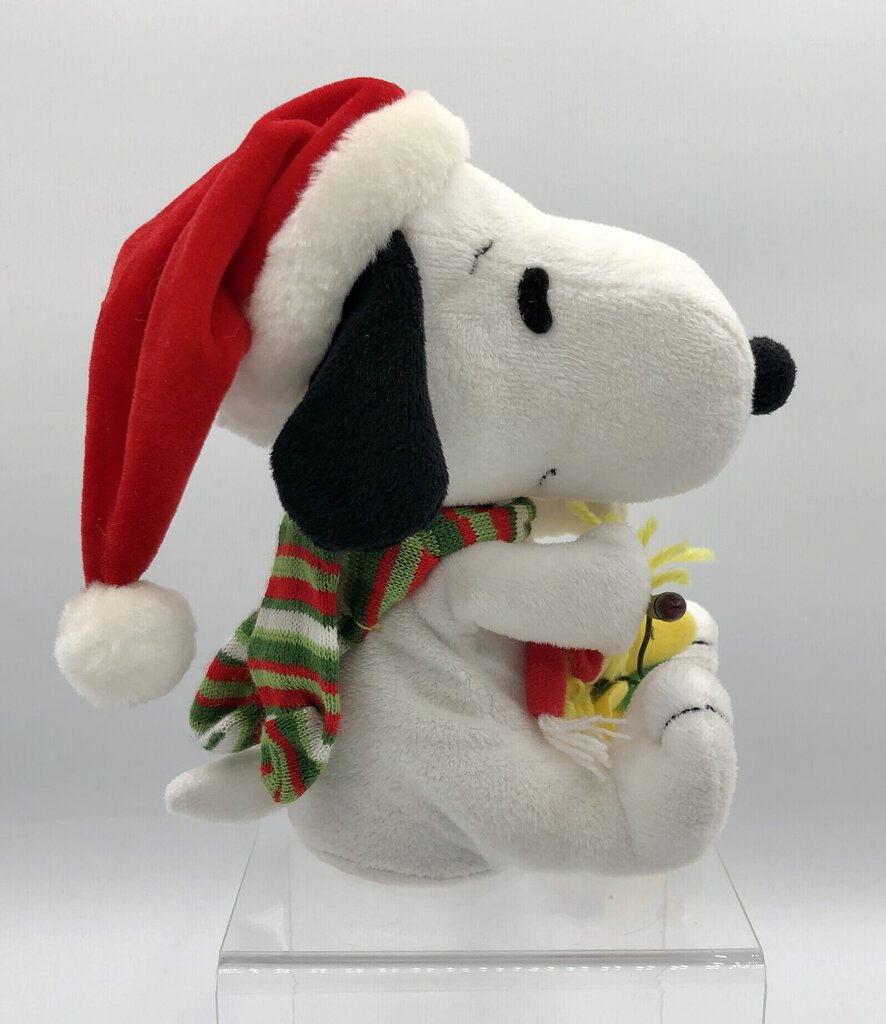 Vtg Christmas Hallmark Peanuts Plush Snoopy/ Woodstock w/ Light & Sound /b