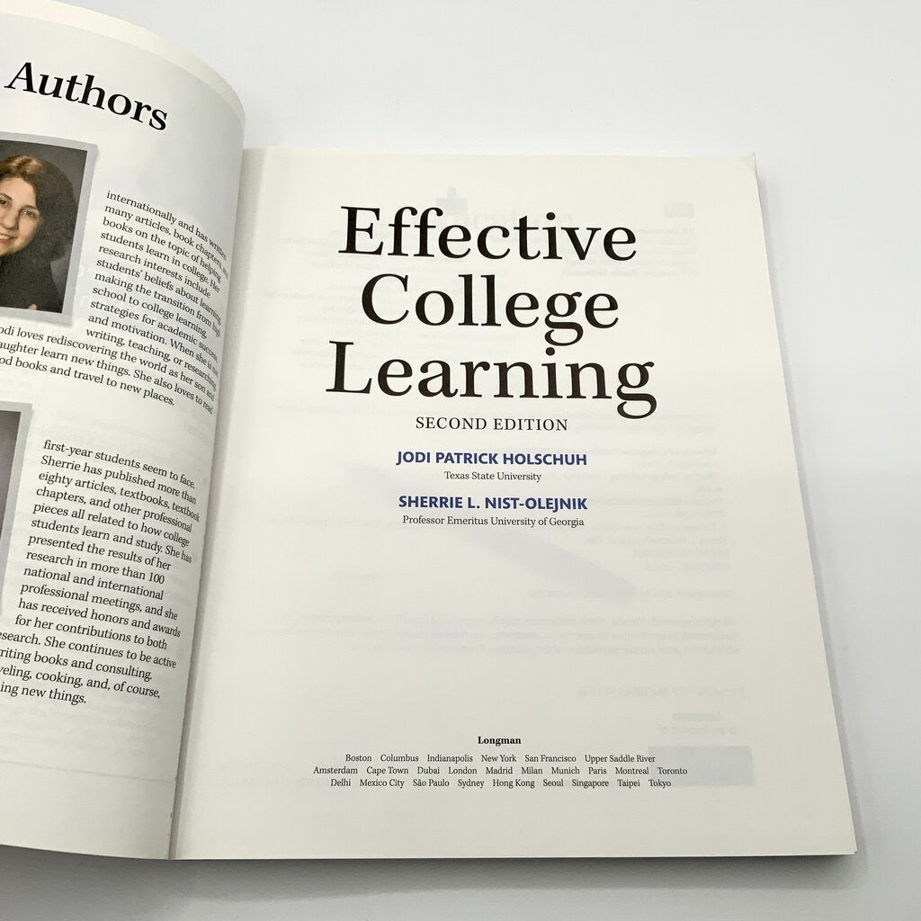 Effective College Learning Second Edition Holschuh 2011 /ah