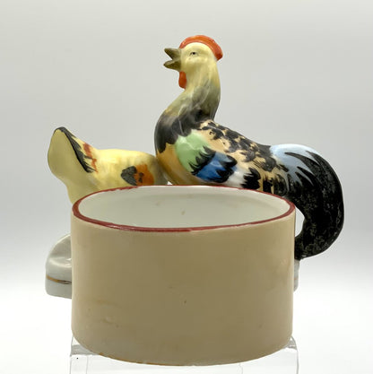 ah/ Vintage Rooster and Chicken Match Holder Hand Painted Made in Japan
