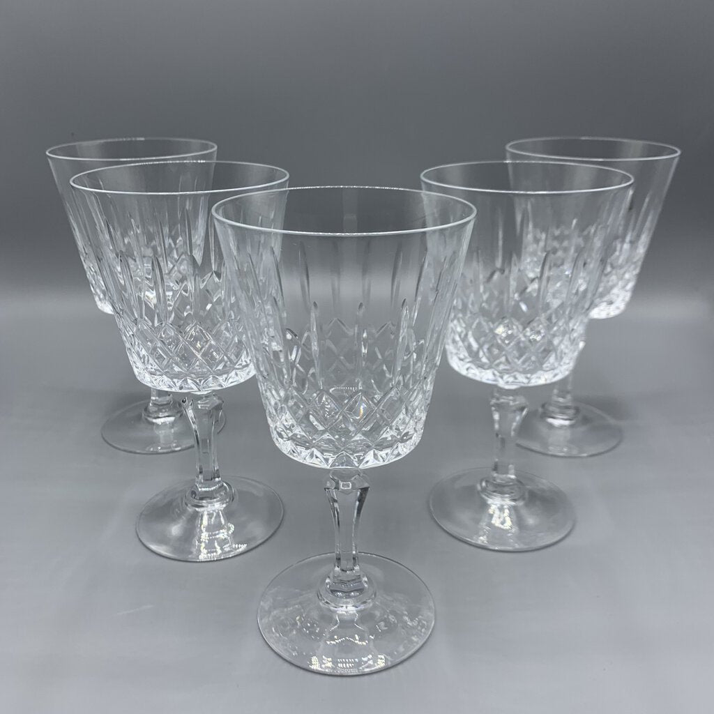 Vintage KANNEY Princess Grace Water/Wine Goblets Set of 5, Made in France /hge