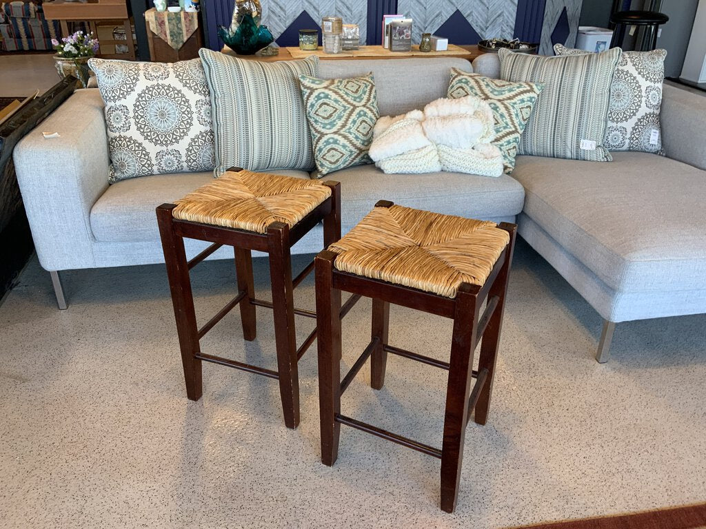 Set of Two Wicker Stools