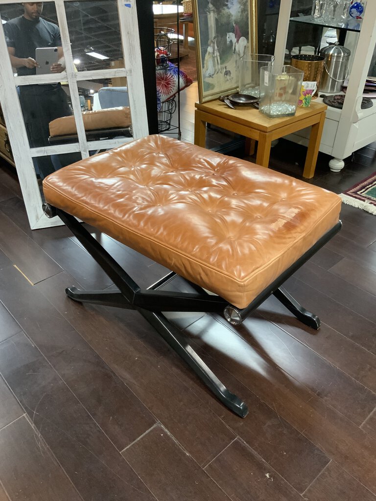 Tufted Leather Ottoman