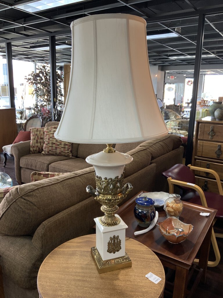 Brass & White Lamp