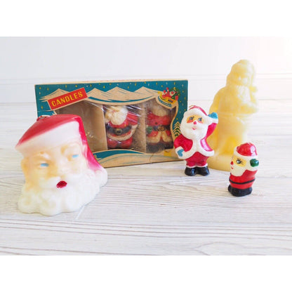 Vintage Christmas Wax Figure Candles Santa Unmarked Lot 6 /c